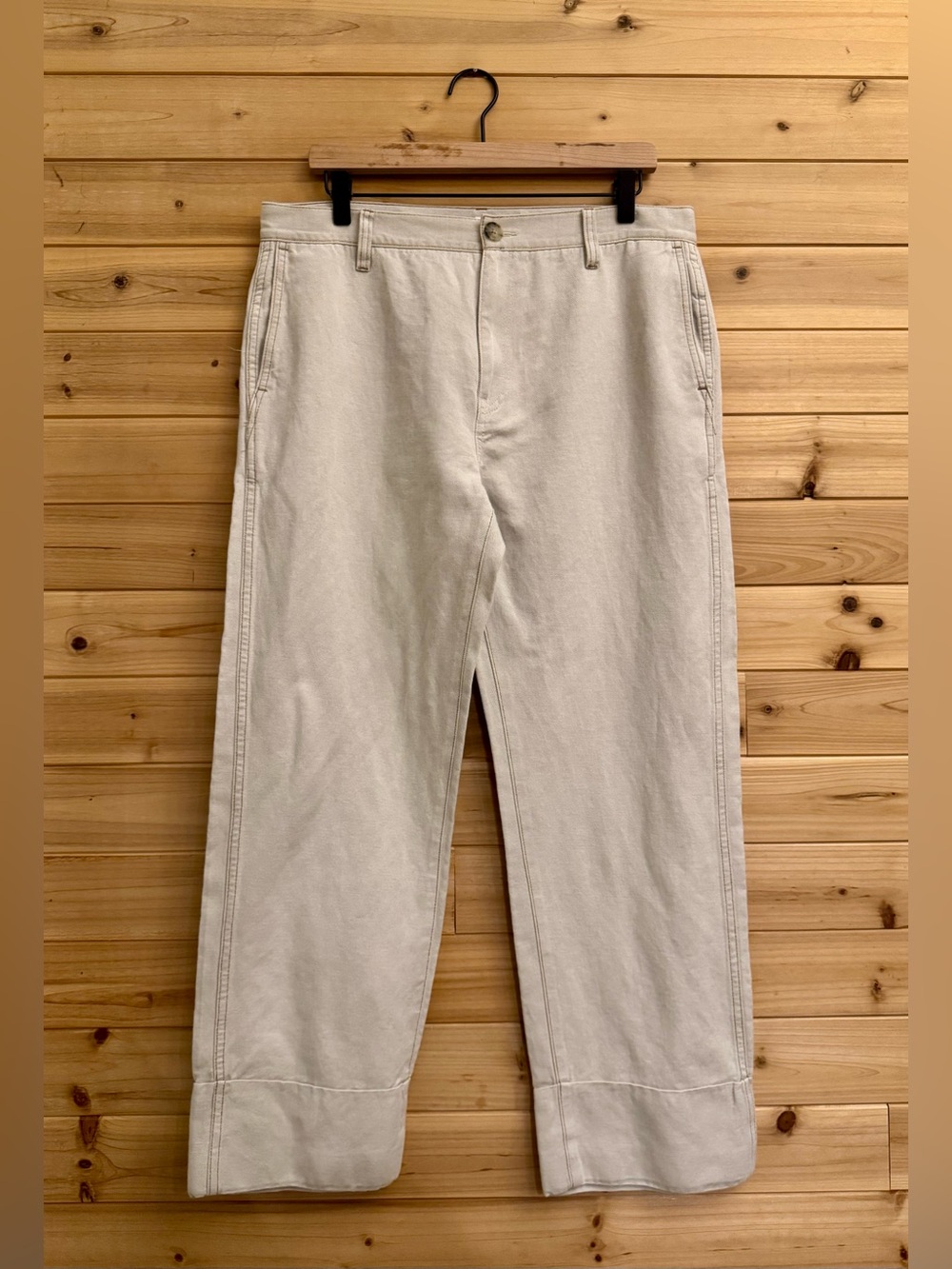 Madewell 30/10 Dean Easy Straight Pants Cotton Linen Natural Lightweight Preppy
